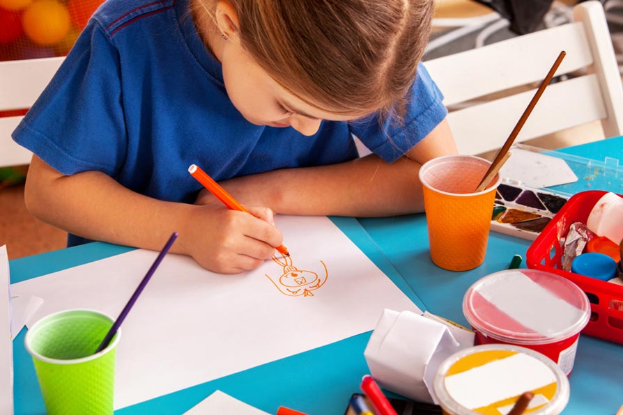 Little Girl On Art Class